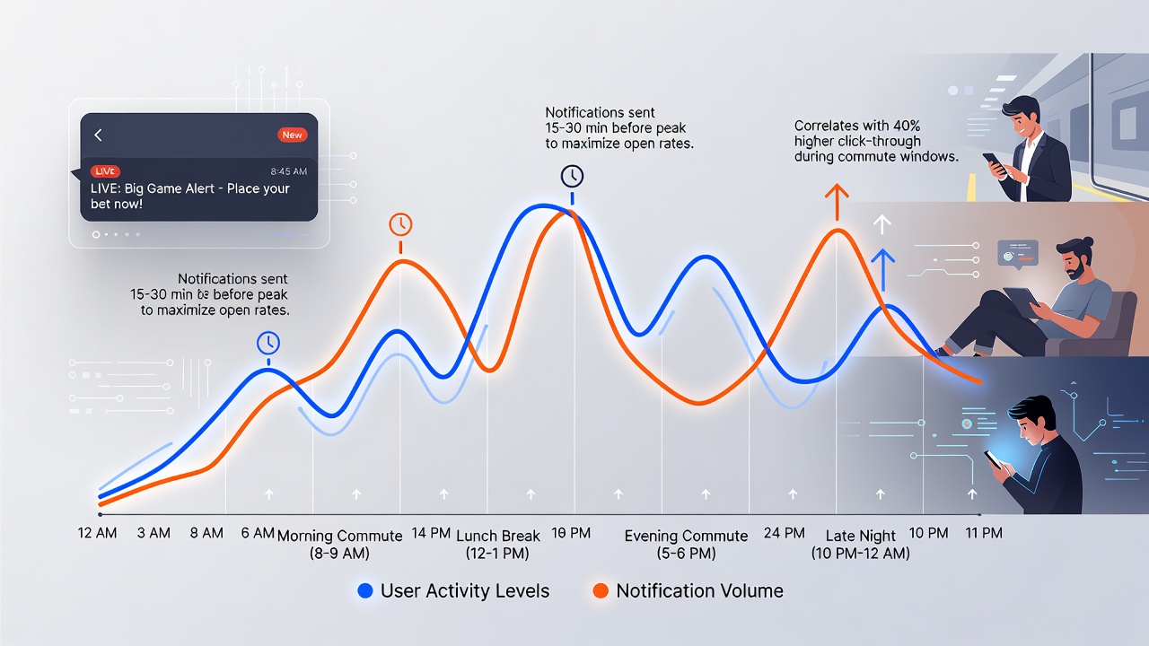 Heatmap of user activity levels by hour of day across multiple betting platforms showing clustered peaks in evening and event windows