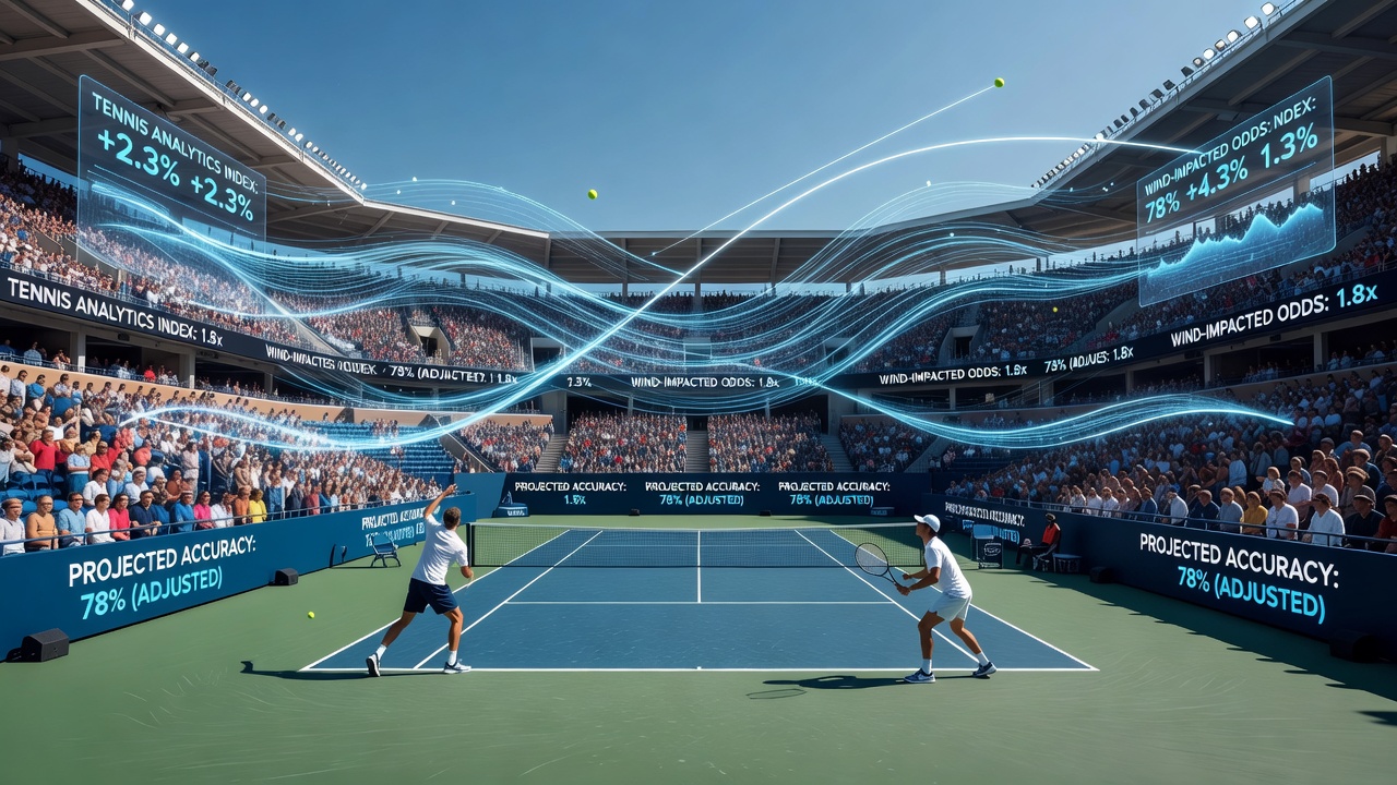 Live betting terminals displaying rapidly changing odds during a windy tennis match